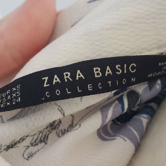 ZARA top big cat jungle button up casual top blouse XS - Picture 8 of 9